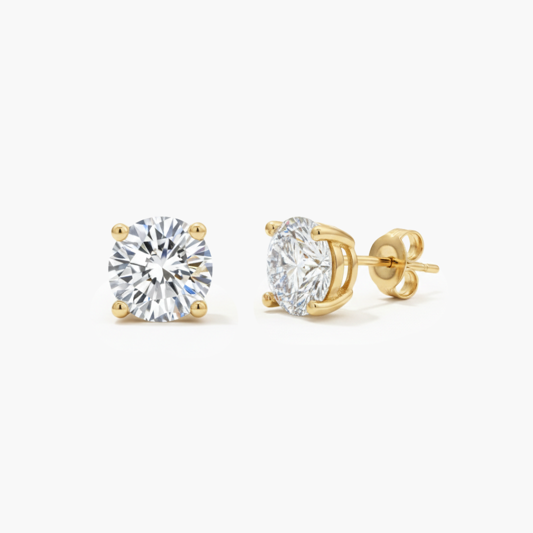 Round Stud Earrings | (Moissanite)