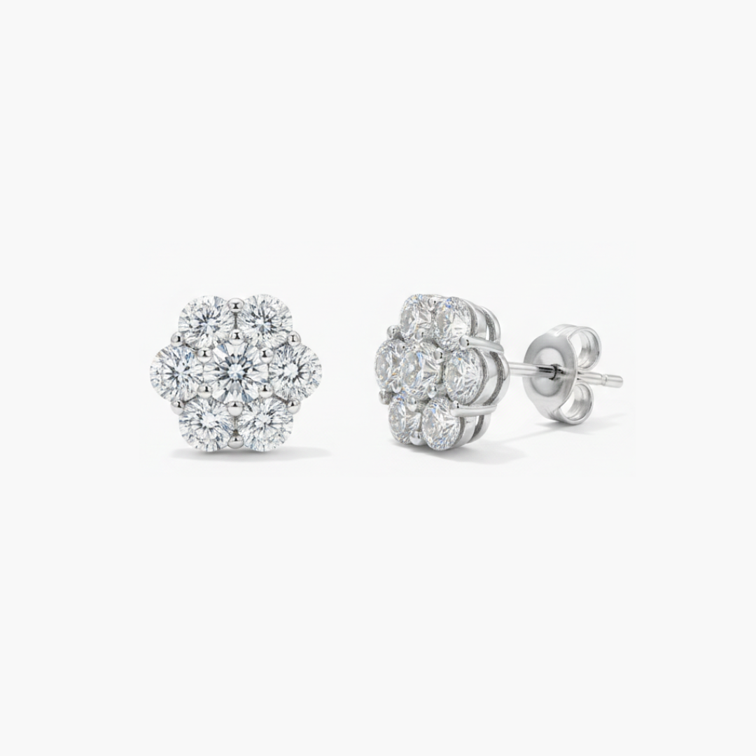 Cluster Earrings | (Moissanite)